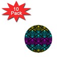 Cmyk Damask Flourish Pattern 1  Mini Button (10 pack) Front