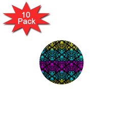 Cmyk Damask Flourish Pattern 1  Mini Button Magnet (10 Pack) by DDesigns