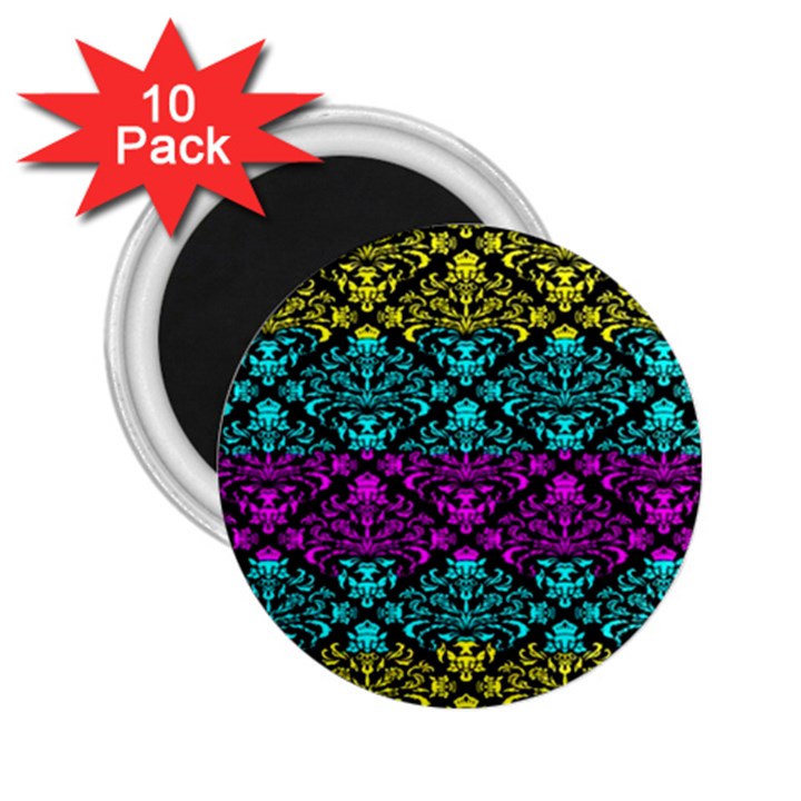 Cmyk Damask Flourish Pattern 2.25  Button Magnet (10 pack)