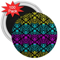 Cmyk Damask Flourish Pattern 3  Button Magnet (100 Pack)