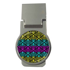 Cmyk Damask Flourish Pattern Money Clip (round)