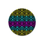 Cmyk Damask Flourish Pattern Drink Coaster (Round) Front