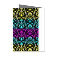 Cmyk Damask Flourish Pattern Mini Greeting Card (8 Pack)