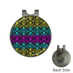 Cmyk Damask Flourish Pattern Hat Clip With Golf Ball Marker by DDesigns