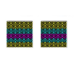 Cmyk Damask Flourish Pattern Cufflinks (square)