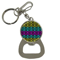 Cmyk Damask Flourish Pattern Bottle Opener Key Chain