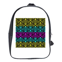 Cmyk Damask Flourish Pattern School Bag (large) by DDesigns