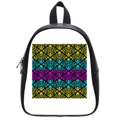 Cmyk Damask Flourish Pattern School Bag (small) by DDesigns