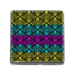 Cmyk Damask Flourish Pattern Memory Card Reader With Storage (square)