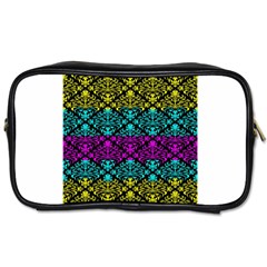 Cmyk Damask Flourish Pattern Travel Toiletry Bag (one Side)