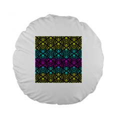 Cmyk Damask Flourish Pattern 15  Premium Round Cushion 