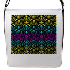 Cmyk Damask Flourish Pattern Flap Closure Messenger Bag (small)