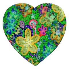 Beautiful Flower Power Batik Jigsaw Puzzle (heart)