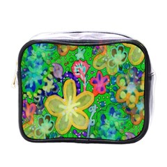 Beautiful Flower Power Batik Mini Travel Toiletry Bag (one Side) by rokinronda