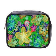 Beautiful Flower Power Batik Mini Travel Toiletry Bag (two Sides) by rokinronda