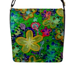 Beautiful Flower Power Batik Flap Closure Messenger Bag (large) by rokinronda