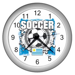 Soccer Uruguay Wall Clock (silver) by MegaSportsFan