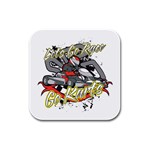 Lets Race Go Karts Rubber Square Coaster (4 pack) Front