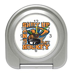 Shut Up And Play Hockey Travel Alarm Clock by MegaSportsFan