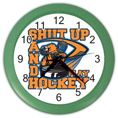 Shut Up And Play Hockey Color Wall Clock by MegaSportsFan