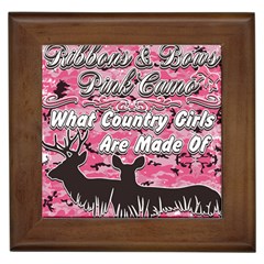 Ribbons Bows Pink Camo Country Girls Framed Tile by RedneckGifts