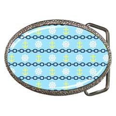 Anchors & Boat Wheels Belt Buckle (oval) by StuffOrSomething