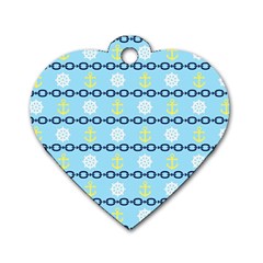 Anchors & Boat Wheels Dog Tag Heart (one Sided)  by StuffOrSomething