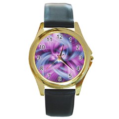 Mixed Pain Signals Round Leather Watch (gold Rim) 