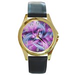 Mixed Pain Signals Round Leather Watch (Gold Rim)  Front