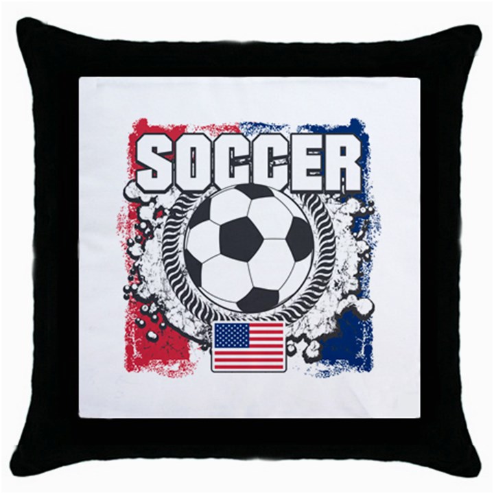 Soccer United States of America Throw Pillow Case (Black)