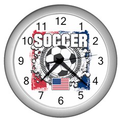 Soccer United States Of America Wall Clock (silver) by MegaSportsFan