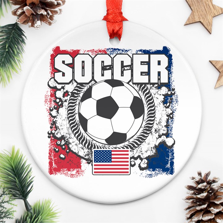 Soccer United States of America Round Ornament (Two Sides)