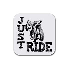 Black Just Ride Motorcycles Rubber Coaster (square)