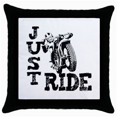 Black Just Ride Motorcycles Throw Pillow Case (black) by creationsbytom