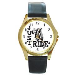 Black Just Ride Motorcycles Round Gold Metal Watch