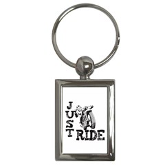 Black Just Ride Motorcycles Key Chain (rectangle)