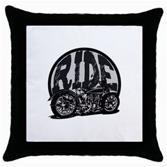 Ride Vintage Motorcycles Throw Pillow Case (black) by creationsbytom