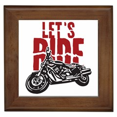 Red Text Let s Ride Motorcycle Framed Tile