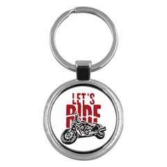 Red Text Let s Ride Motorcycle Key Chain (round) by creationsbytom