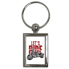 Red Text Let s Ride Motorcycle Key Chain (rectangle) by creationsbytom