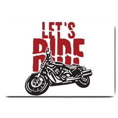 Red Text Let s Ride Motorcycle Large Doormat