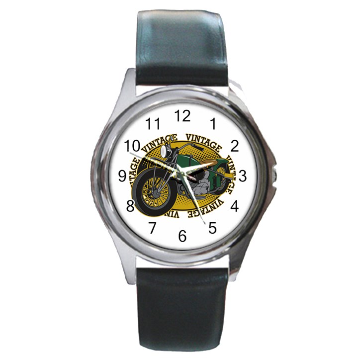 Vintage Style Motorcycle Round Metal Watch