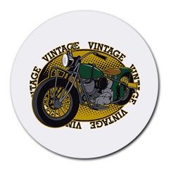 Vintage Style Motorcycle Round Mousepad