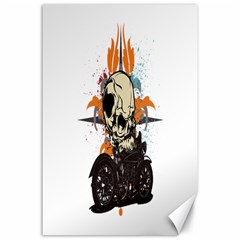 Skull Classic Motorcycle Canvas 24  X 36  by creationsbytom