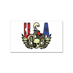 Usa Classic Motorcycle Skull Wings Sticker (rectangular) by creationsbytom