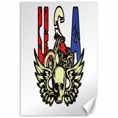 Usa Classic Motorcycle Skull Wings Canvas 20  X 30 