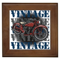 Vintage Motorcycle Multiple Text Shadows Framed Tile