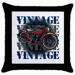 Vintage Motorcycle Multiple Text Shadows Throw Pillow Case (black) by creationsbytom