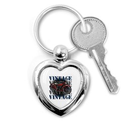 Vintage Motorcycle Multiple Text Shadows Key Chain (heart)