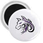 Purple and Black Wolf Head Outline Facing Left Side 3  Magnet Front